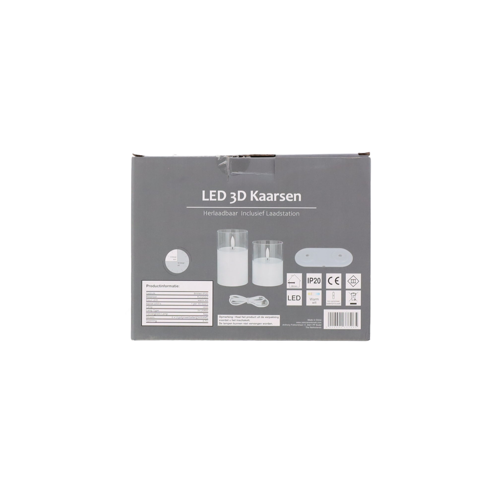 Kaars LED set 2 wit oplaadbaar Kaars LED set 2 wit oplaadbaar