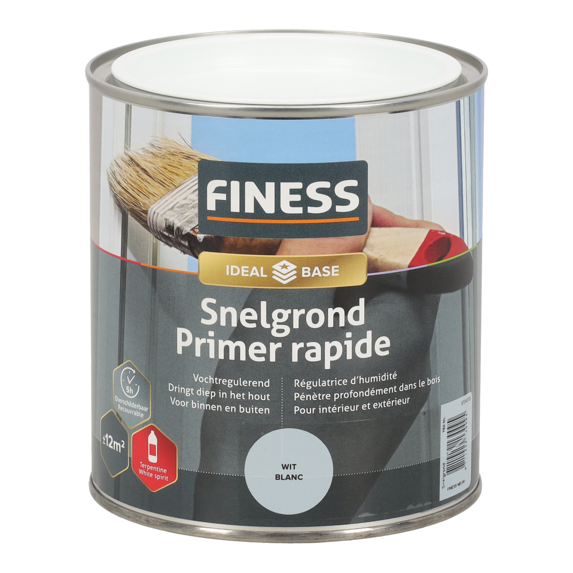 Grondverf sneldrogend wit 750ml Finess Grondverf sneldrogend wit 750ml Finess