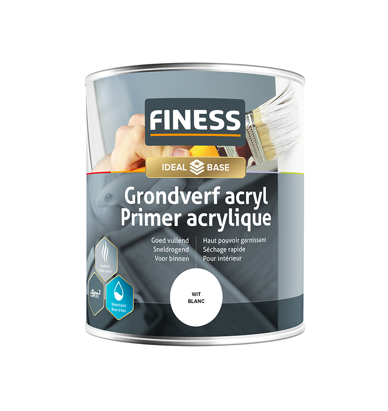 Finess grondverf acryl 750ml | wit | Finess