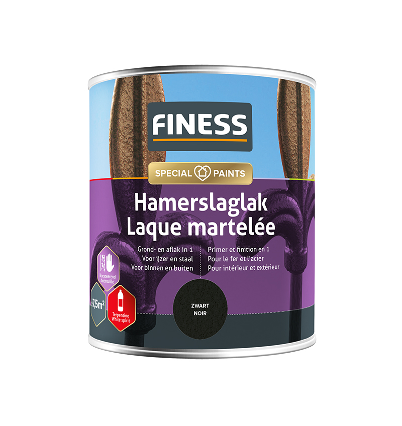 Finess Hamerslag 750ml | zwart | RAL 1487 | Finess