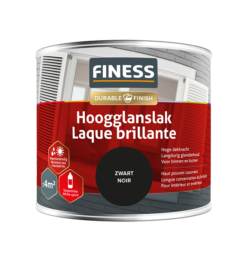 Finess Hoogglans 250ml | zwart | RAL 1428 | Hoogglans | Finess