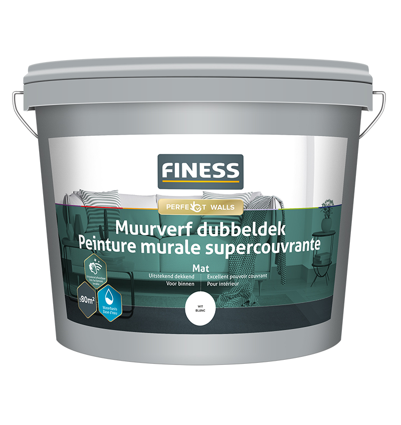 Finess Muurverf 10L | wit | dubbeldek | Finess