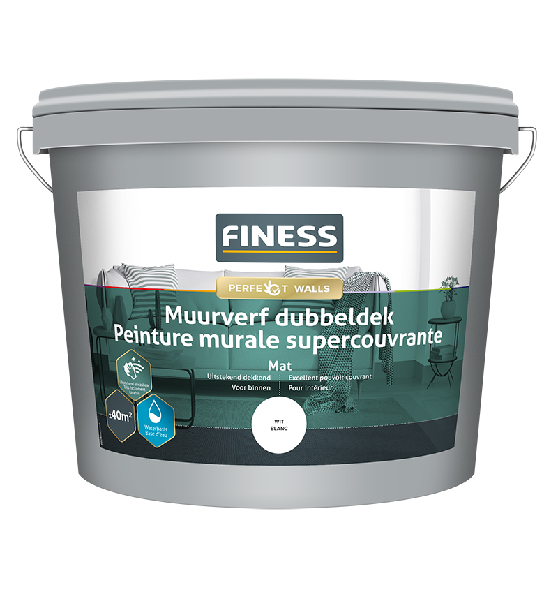 Finess Muurverf 5L | wit | dubbeldek | Finess