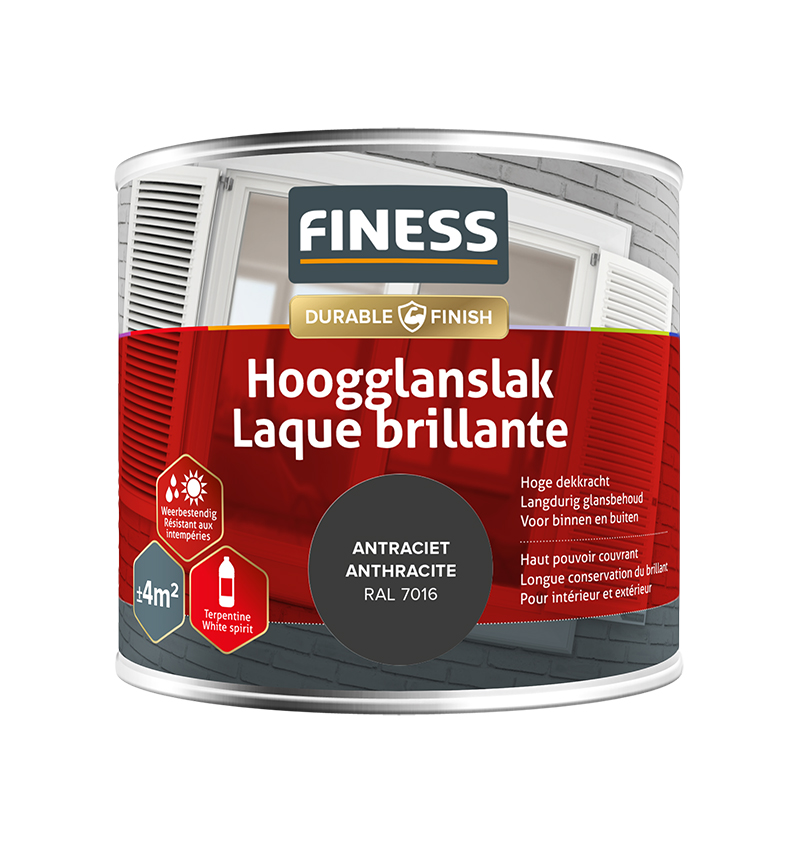 Finess Hoogglans  250ml | antraciet 14203 | Hoogglans | Finess