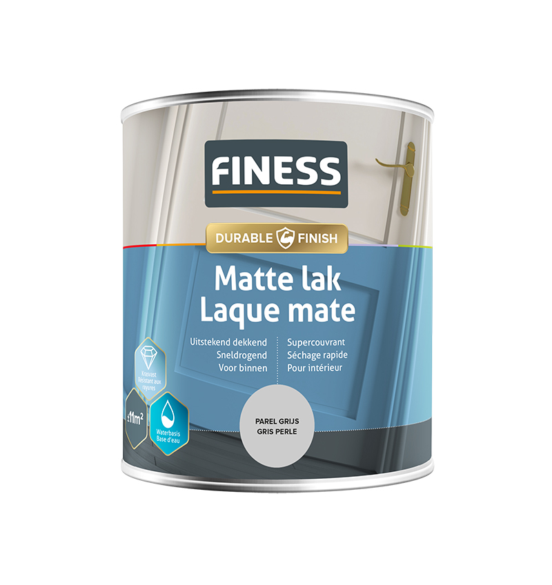 Finess Matte lak 750ml | parel grijs 1487 | mat | waterbasis | Finess