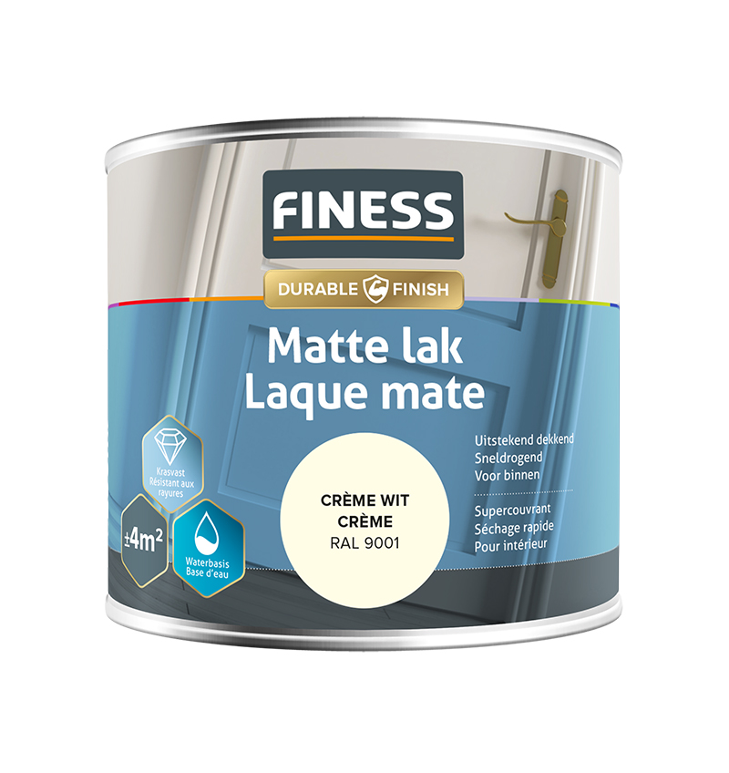 Finess Matte lak 250ml | crème wit 14204 | mat | waterbasis | Finess