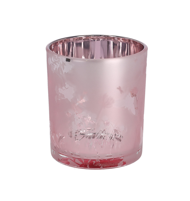 Theelicht glas Vlinder | roze | 10cm